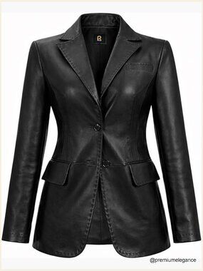 Genuine Leather Blazer Jacket Tailored Fit Women's Outerwear